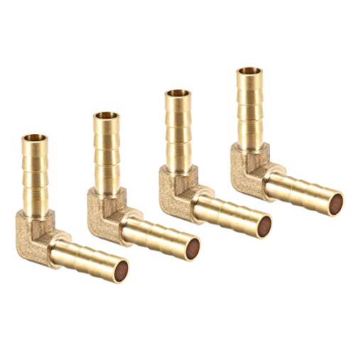 PATIKIL 4 Pezzi Gomito Tubo Tubatura Connettore Attacco 6mm Raccordo Ottone Flessibile 90 Gradi Barb Ottone Flessibile Raccordo per Aria Acqua Olio Gas Carburante