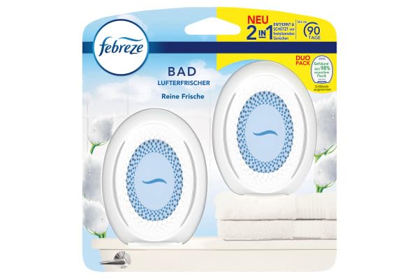 Febreze Ambientador de baño puro y fresco, elimina y previene los olores continuos, 2 unidades