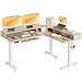 Claiks Eckschreibtisch Höhenverstellbar 160x140cm mit Dual-Motor, Schreibtisch L Form Höhenverstellbarer Schreibtisch mit Schubladen, L-förmiger Schreibtisch auf Rollen, Beige MI 4 günstig Kaufen-Claiks Eckschreibtisch Höhenverstellbar 160x140cm mit Dual-Motor, Schreibtisch L Form Höhenverstellbarer Schreibtisch mit Schubladen, L-förmiger Schreibtisch auf Rollen, Beige