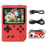 Handheld Game Console Boy with 500 F-C Classic Games, Mini Retro Games Player, Rechargeable Battery 3-Inch Color Screen Portable FC Handheld Games for Lovers Adults Kids Boys (Red)