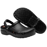 GRIPLAND rutschfeste Sandale mit bequemer antibakterieller Einlegesohle Herren Damen Krankenschwester Koch Medizinische Arbeitsschuhe Küche Garten Klinik Werkstatt Leichte Clogs Schwarz 41 EU