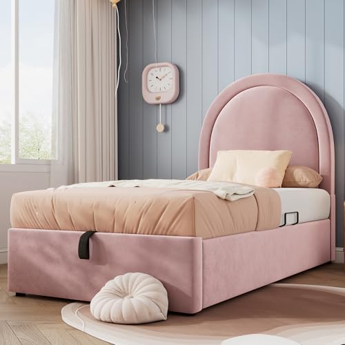 Cama tapizada para cuna, 90 x 190 cm, cama individual con estampado cósmico, PU para niños y niñas (sin colchón) (rosa, 90 x 190 cm)