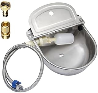 APlayfulBee Stainless Steel Automatic Waterer Bowl Farm Livestock Pet Auto-Watering for Dog Cattle Horse Float Valve Sheep Goat with Float Water Valve Pipe and 3/4''Adaptor