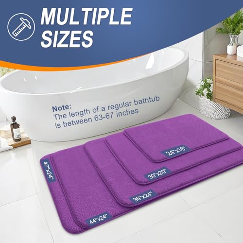 Image of OLANLY Thick Memory Foam Bath Mat Rug 30x20, Extra Soft Absorbent Bathroom Rug, Quick Dry Bath Mats, Non-Slip, Machine Washable Carpet for Bathroom, Tub and Shower, Home Decor Accessories, Purple