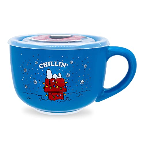 Vaso de cerámica azul 24 onzas con tapa ventilada miniatura 1