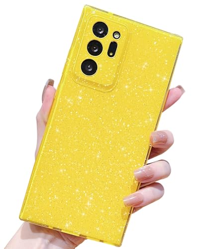 MINSCOSE Compatible with Samsung Galaxy Note 20 Ultra 5G Case,Cute Bling Glitter Thin Slim Shockproof TPU Sparkly Cover for Women Girl for Galaxy Note 20 Ultra 6.9 INCH-Yellow