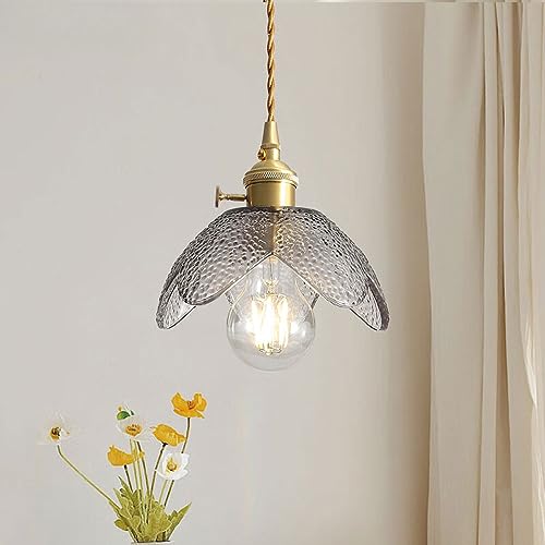 Lámpara colgante de comedor E27 moderna con tulipa de flor de cristal 5