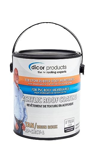 Dicor RP-CRCT-1 EPDM Roof Acrylic Coating - 1 Gallon - Tan - Long-Lasting and Durable