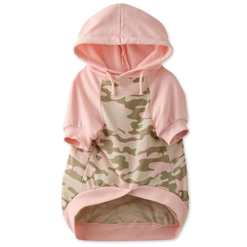 Pet Passion Rocky – The Original Lightweight Hooded Tee 100% Organic Cotton Dog Hoodie Pet Coat Sweater for All Sized Dogs, Pink Half Camo, Large (40-60 lbs) by Pet Passion - Used condition - US$9.29