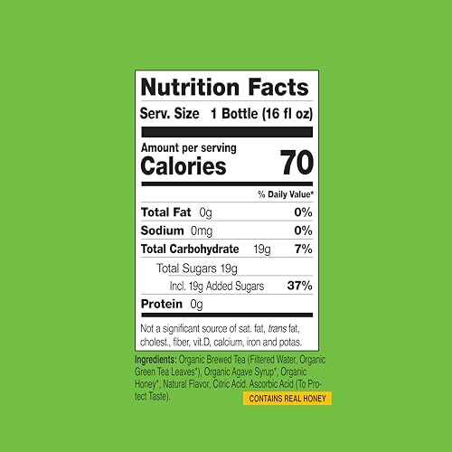 Just Ice Tea Organic Iced Tea, 16 Fl Oz Glass Bottles (Honey Green Tea, Pack of 12)