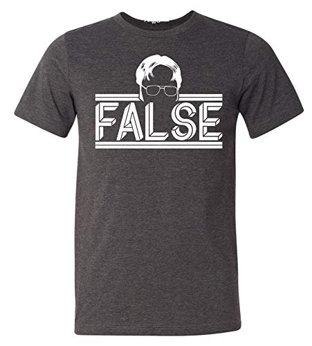 NuffSaid Dwight False Funny T-Shirt - Unisex Schrute Farms Graphic Office Tee (XSmall, Dark Heather Grey)