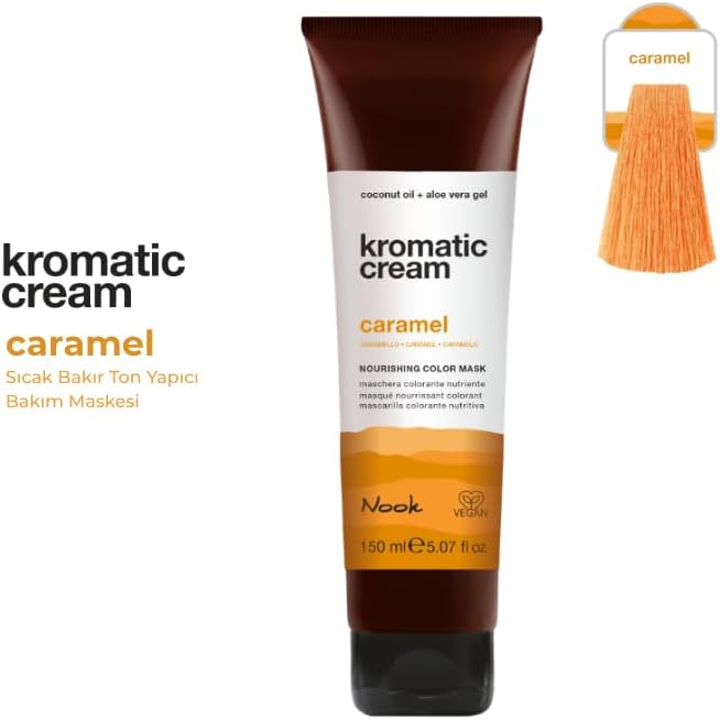 Nook Kromatic Cream Caramel Saç Maskesi, Vegan ve Silikonsuz, Organik Aloe Vera ve Hindistan Cevizi Yağı ile, 150ml