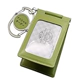 [HERBE] オーダー イニシャル 選べるカラー 便利な ダブルカラビナ 名入れ 革 日本製 IC IDパスケース 回転式 4面収納パスケース カードケース 定期券入れ 社員証入れ ミント