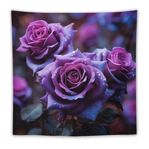DELIBEST Arazzo ibrido con rose tea rose, arazzo da appendere alla parete, arazzo estetico a petali, decorazione da parete per camera da letto, soggiorno, dormitorio, 152,4 x 152,4 cm