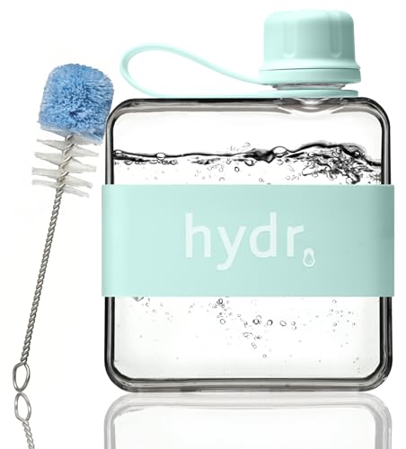 hydr v2 Flache Wasserflasche für Handtasche und flexible Reinigungsbürste 320 ml Tritan BPA-frei schlanke Reisewasserflasche kleine Wasserflasche für Handtasche
