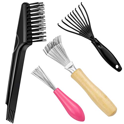 SelfTek 4 Pack Hair Brush Cleaning Tool for Removing Hair and Dust - Home or Salon Use