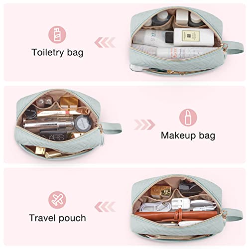Image of BAGSMART Makeup Bag, Cosmetic Bag for Purse,Travel Make Up Pouch,Water-resistant Toiletry Bag Elegant Roomy, Makeup Accessories Organizer, Light Blue