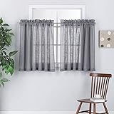 Rooney Set of 2 Piece Semi-Sheer Linen Look Window Tier Panel Set - Rod Pocket Light Filtering...