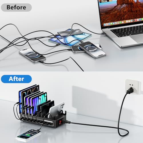 Organizador de carga USB C multipuerto ideal para mantener el escritorio de casa sin cables 4
