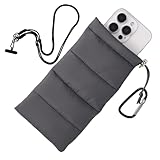 Lyreh Thermal Phone Case, Insulated Cellphone Pouch with Lanyard Connector Pad & Spring Ring Prevents Freezing & Overheating Extends Battery Life for Outdoor Camping Hiking Skiing (Gray)