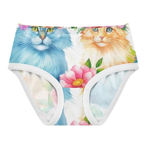 Flowers Blue Orange Cats Little Girl Panties Toddler Underwear Floral Cotton Fun Print Underpants Briefs 2t