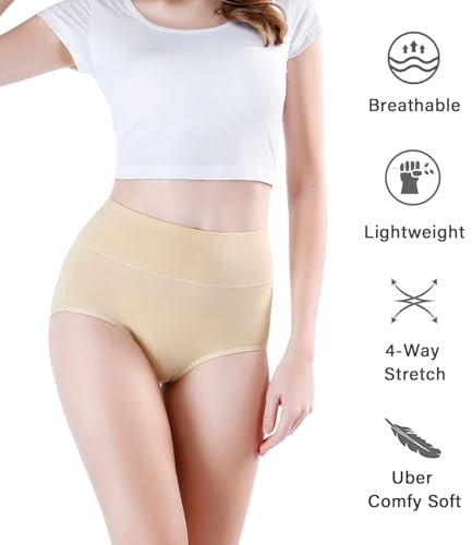 Image of wirarpa Women's Ultra Soft High Waist Bamboo Modal Underwear Panties Multipack, Multicolored07-4 Pack, X-Small