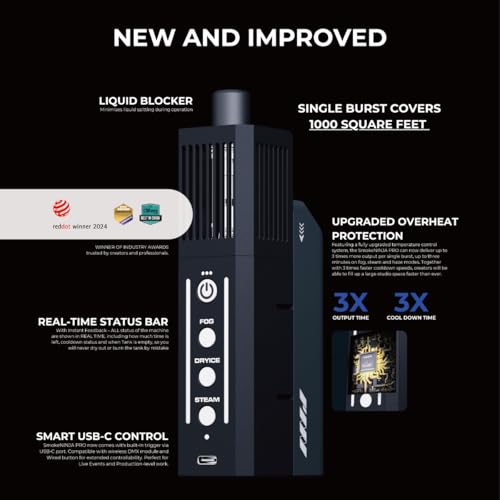 Image of PMI SmokeNINJA PRO Portable Fog Machine, 3rd-Gen Haze Nozzle with Bluetooth Connectivity 3 Minutes Single Burst Output 3x Faster Recovery USB-C Control for Studio and Cinematography(HAZER KIT)