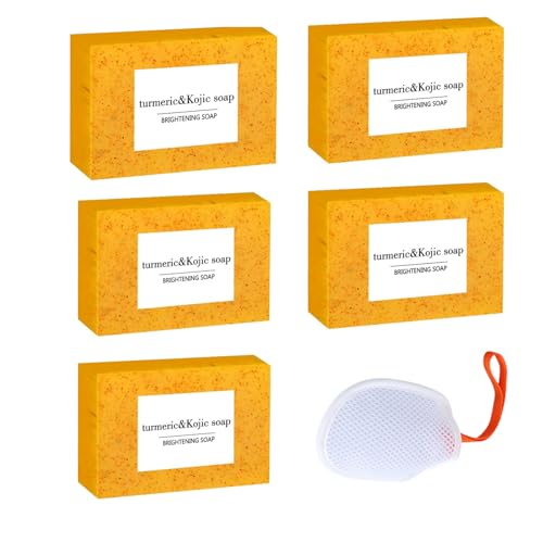 Domoclo Lemon Turmeric Kojic Acid Soap Bar, Brightening Lemon Turmeric & Kojic Acid Soap, Fades Spots Freckles, Rejuvenating Ski
