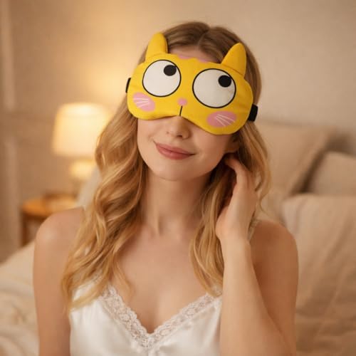 Image of Jenna Gel Sleeping Eye Shade Mask Cover For Insomnia, Meditation, Puffy Eyes And Dark Circles (Face Catyellow Gel)