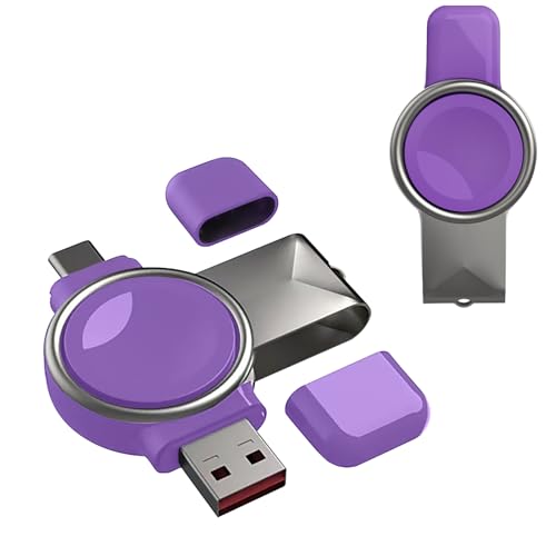 SNGUGY 2 in 1 for用 充電器 USB-C と USB-A アップルウォッチ 充電器 ケーブル不要 磁気充電 無線充電器 ポータブル 持ち運び便利 ワイヤレス 急速充電器全機種に対応 (パープル)