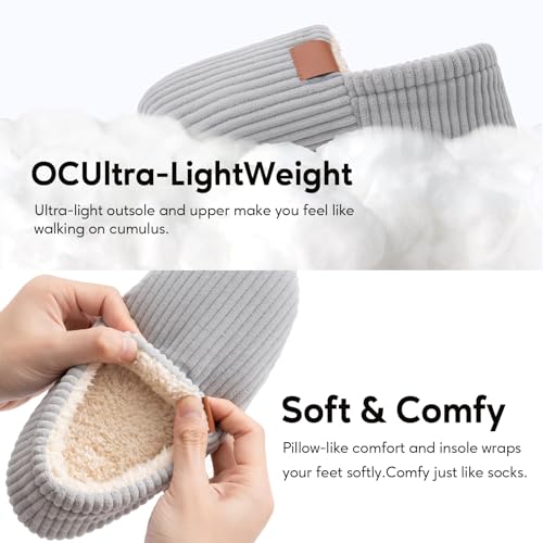 Women's Classic Soft & Fuzzy Slippers - Memory Foam, Cotton, Faux Fur - Grey - Women's Size 11 - Perfect for Christmas, Mothers Day, or Any Occasion2