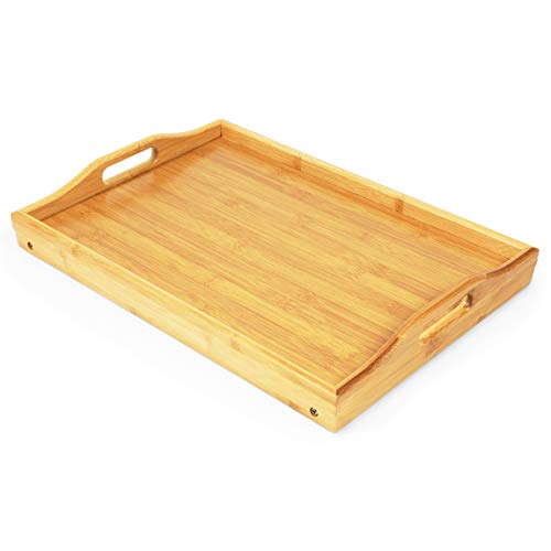 Bamboo Bed Serving Tray with Folding Legs (17.2 x 12 x 8 in)