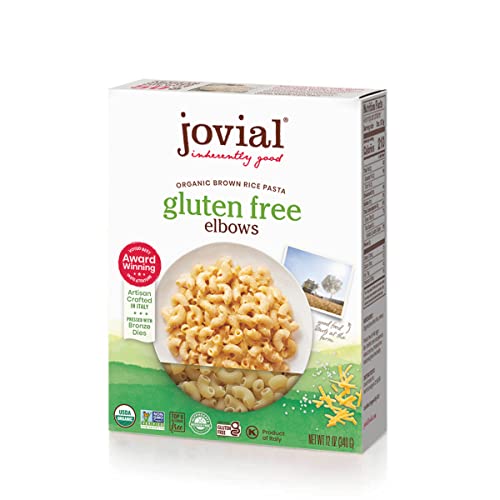Jovial Gluten Free Brown Rice Pasta Organic - Award-Winning Taste & Texture, Non-GMO, Free of Top 8 Allergens, Vegan Brown Rice Noodles, Made in Italy - Gluten Free Elbow Pasta, 12 oz