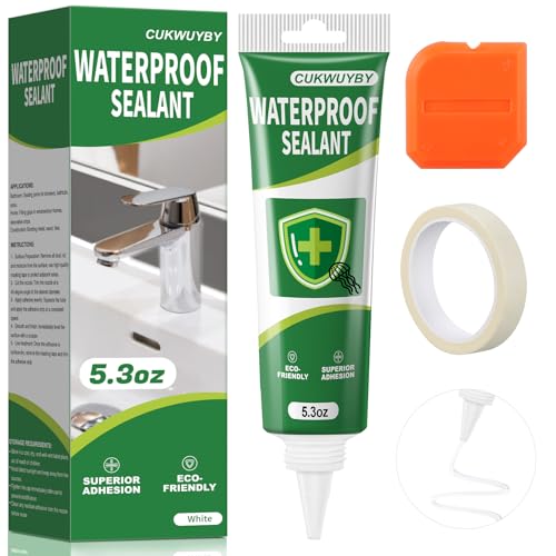 Silicone Caulk 5.2 FL Oz, White Silicone Sealant Waterproof