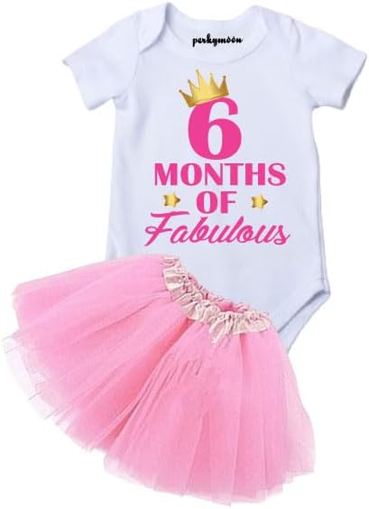 Baby gilrl 6 Months of Fabulous Baby Tutu Outfit, 6 Month Outfit, Six Month Outfit, 6 Month Shirt, 6 Month Bodysuits, Half Birthday, Half Way to One