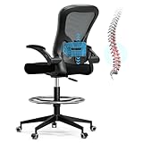 Frylr Office Drafting-Chairs Adjustable Height - Extended Height Office Chairs with Ergonomic Lumbar Support, Tall Desk Chair for Standing Desk, Counter Height Chair with 300 LB Capacity, Black