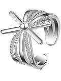 wiftly – Anillo de apertura Multi Capa Girasoles como ewige Amor ajustable 925 plata de ley personalidad Asociación anillos