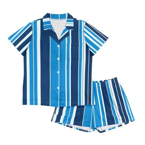 Image of Pjs Womens Short Sleeve Button Down Pajamas Set Two-Piece Nightwear with Pockets