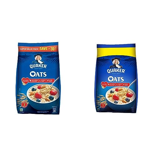 Image of Quaker Oats 2Kg|Rolled Oats Wholegrain & Oats 1Kg, Rolled Oats Natural Wholegrain, Nutritious Breakfast Cereals, Dalia Porridge, Easy To Cook - Honey