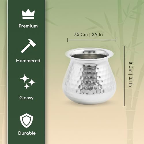Image of Stainless Steel Lota|Kalash|Sombu|Theertha Sembu|Vessel|Jug|Karwachauth| Diwali|Wedding|Kamandal|Gangajal|Water Gangotri|Chambu[Wt:130g C:300ml]-Hammered chombu