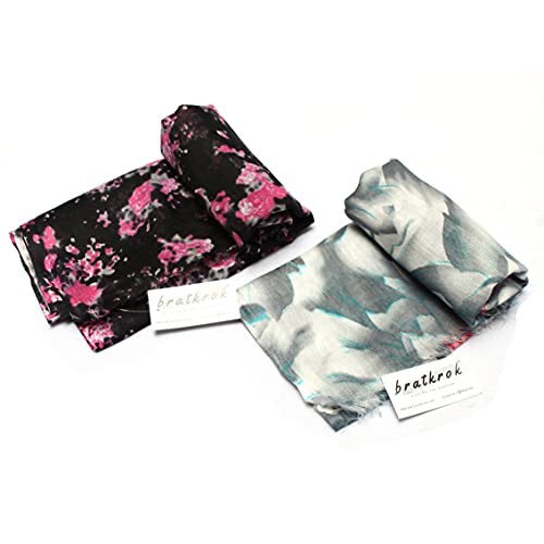 Image of Women's Trendy floral Printed Rayon Stoles Multicolour (Pack of 2)