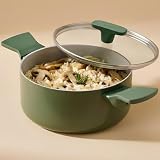 Ember Cookware Arcilla Dutch Oven Keramik-Topf, 20 cm, antihaftbeschichtet, ungiftig, mit Glasdeckel, ISI-zertifiziert, Keramik-Kochgeschirr, Biryani-Topf, PFAS- und PTFE-frei, induktionsgeeignet