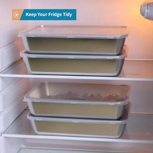 Image of Stainless Steel Food Storage Containers with Clear Lids, 4-Piece Set, Stackable Lunch Box for Refrigerator