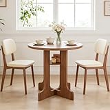 gineuiia 31.5' Round Dining Table for 2-4,Farmhouse Circle Kitchen Dinner Table with Storage Shelf,Space Saving Bistro Table for Kitchen, Living Room, Cafe, Office, Apartment (Walnut)