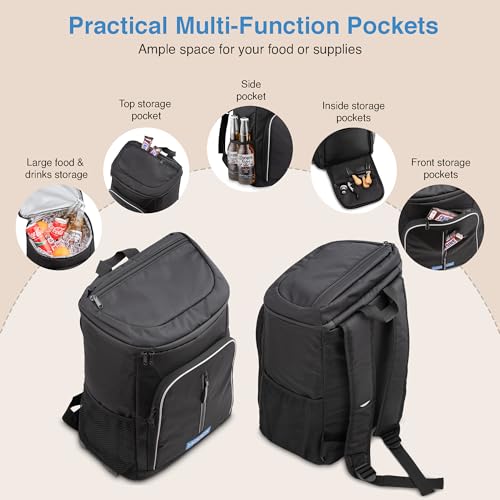 Modux 30L Kühlrucksack Thermo-Rucksack – Isolierter Kühltasche, Hält Lebensmittel Warm oder Kalt – Perfekt für Camping, Picknick und Grillen Cooler Bag