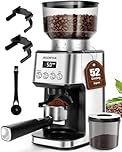 Aigostar Macina Caffe' Elettrico a Cono, 52 Impostazioni di Macinatura, Macinacaffè Elettrico per Caffè Espresso, Macina Caffè Professionale con Display Digitale Preciso, Acciaio Inossidabile, Argento