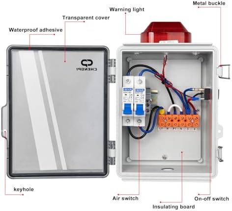 CHENGPI Sump Pump Alarm - High Water Septic Tank Alarm with 110dB Loud Alarm and Large LED Indicator - Automatic Or Manual Start Water Pump for Indoor/Outdoor