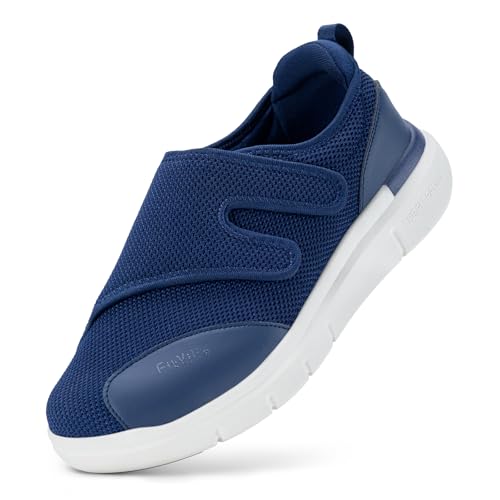 Fitville Buty Diabetyczne Męskie Bardzo Szerokie Regulowane Buty Do Chodzenia Dla Obrzęków Stóp Rozszerzona Szerokość Rzep Buty Zdrowotne Granatowy 42 EU Szerokie