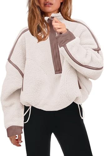 Panadila Womens Half Zip Sherpa Fleece Pullover Soft Oversized Sw...