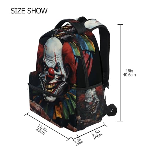 Scary Clown Hair Backpack Daypack Shoulder Bag Book Bag Lightweight Back Pack 11.4 ×16 In4